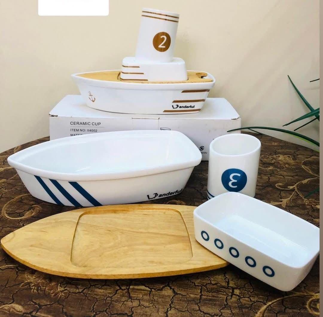 طقم اطباق قارب - white