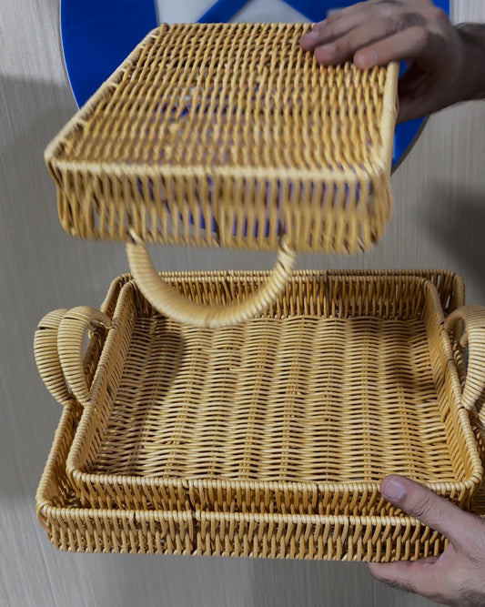 سيت صينية خوص مستطيل - pine