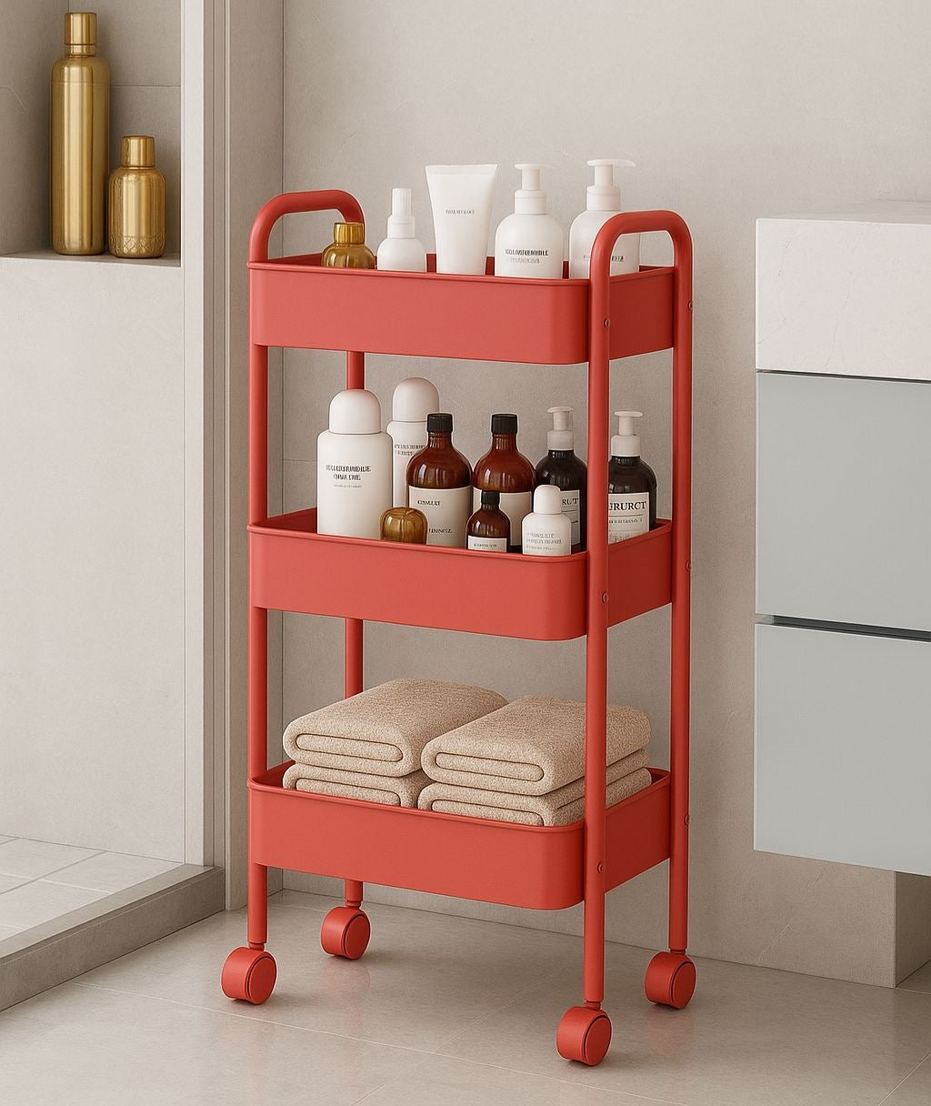 سلة 3 طابق يدات جانبية - red